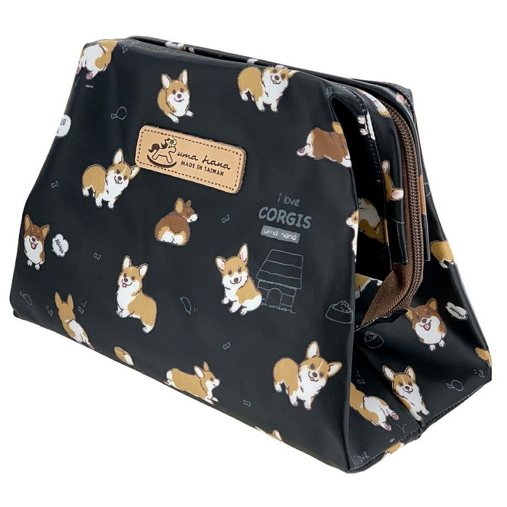 Waterproof Corgi Large Opening Makeup Cosmetic Bag